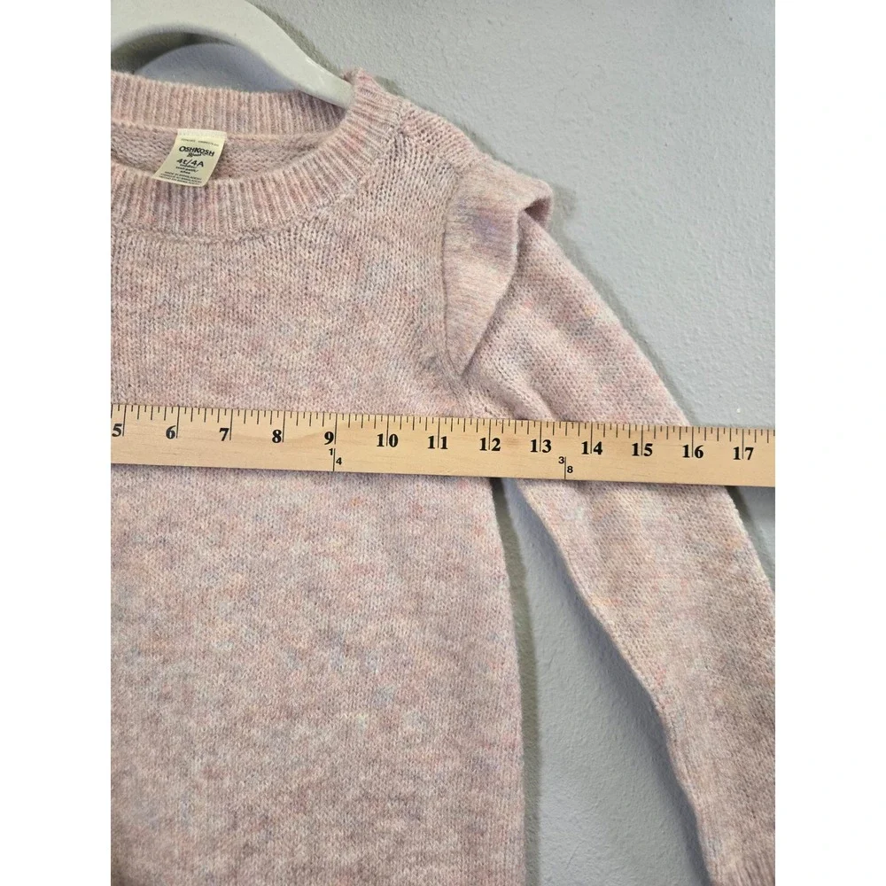 OshKosh B'gosh Ruffle Shoulder Marled Knit Long Sleeve Sweater Dress 4t/4A